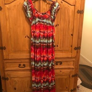 Tie-dyed summer maxi dress.
